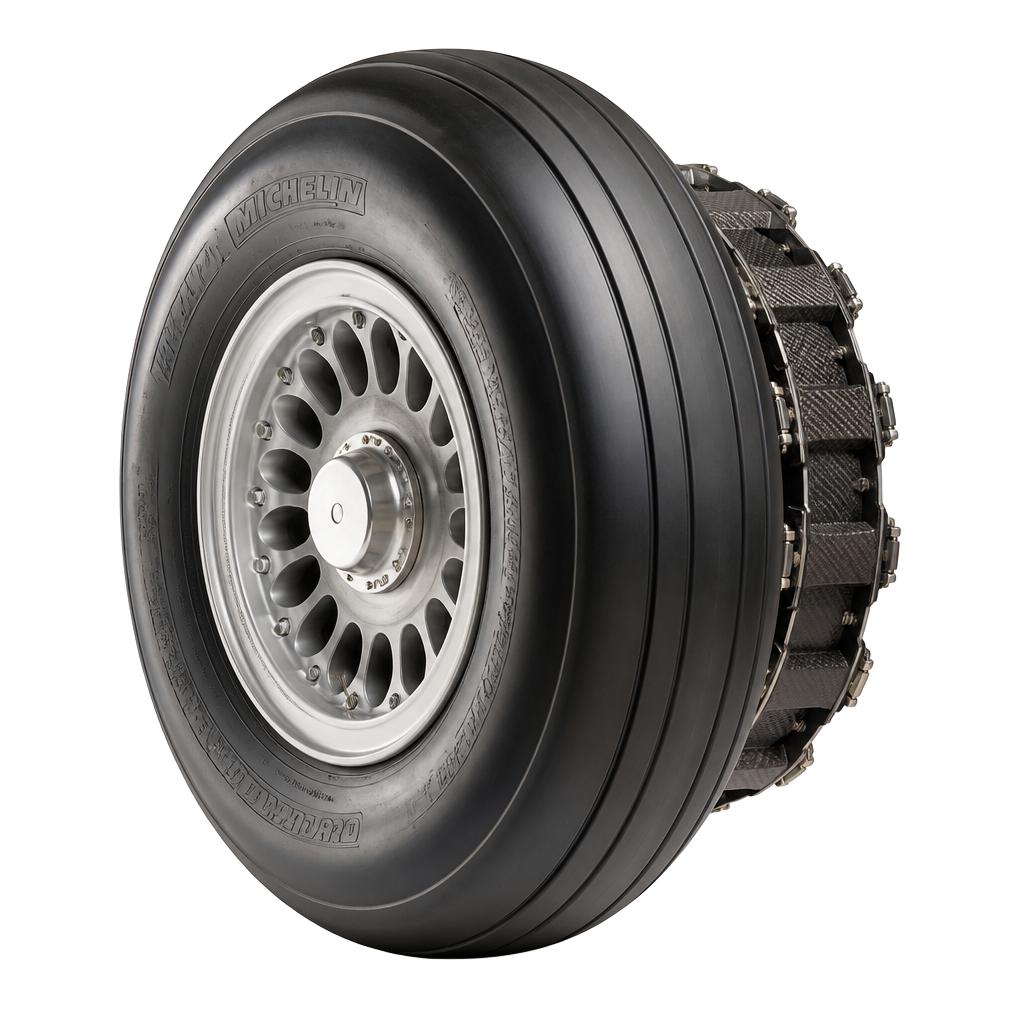 Main landing gear wheel with carbon brake stack