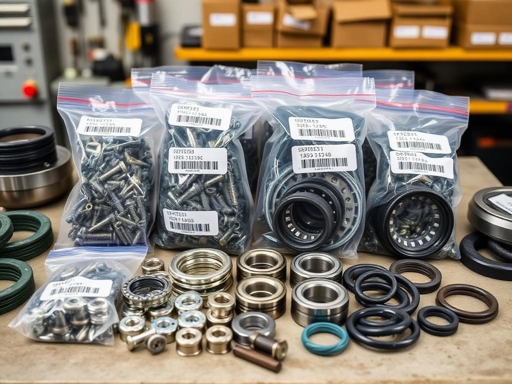 Aviation consumables: bagged fasteners, bearings, seals and O-rings with barcode labels