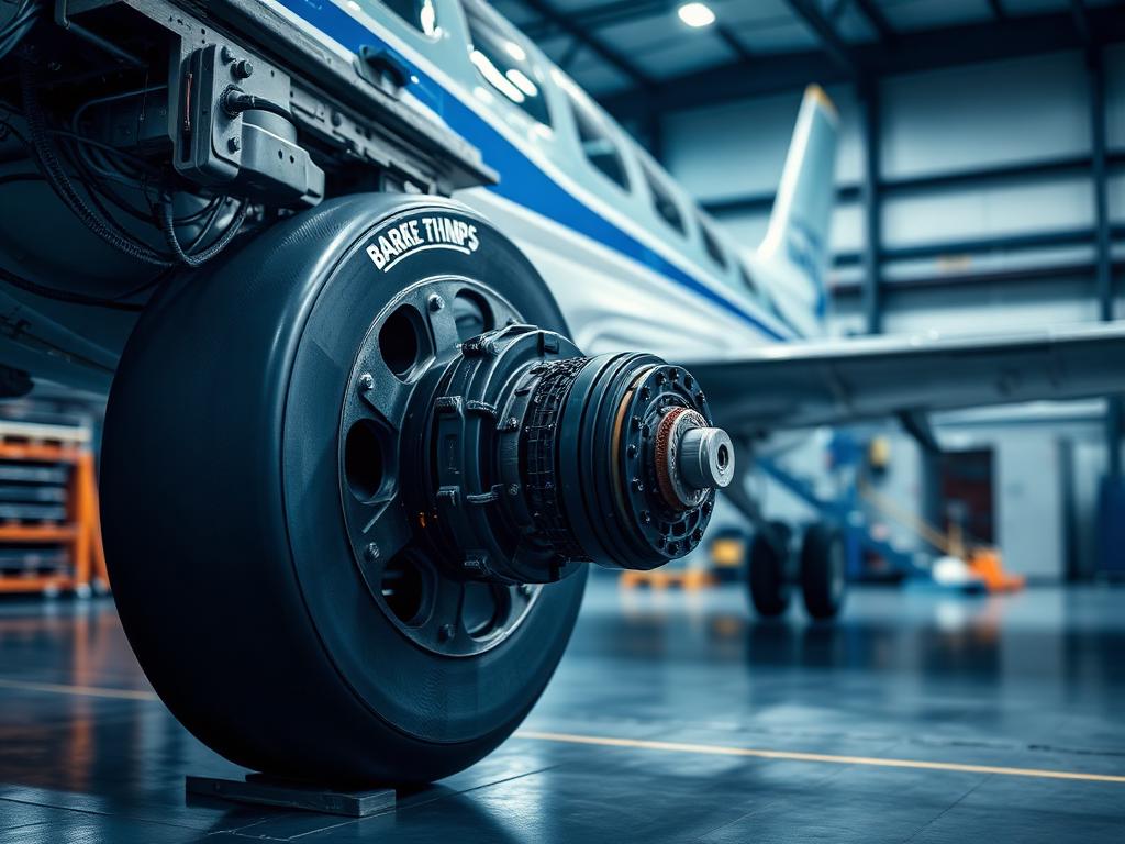 Aircraft main wheel and carbon brake stack assembly in a maintenance hangar